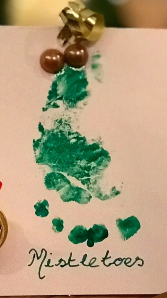 Footprint Mistletoes Christmas Card